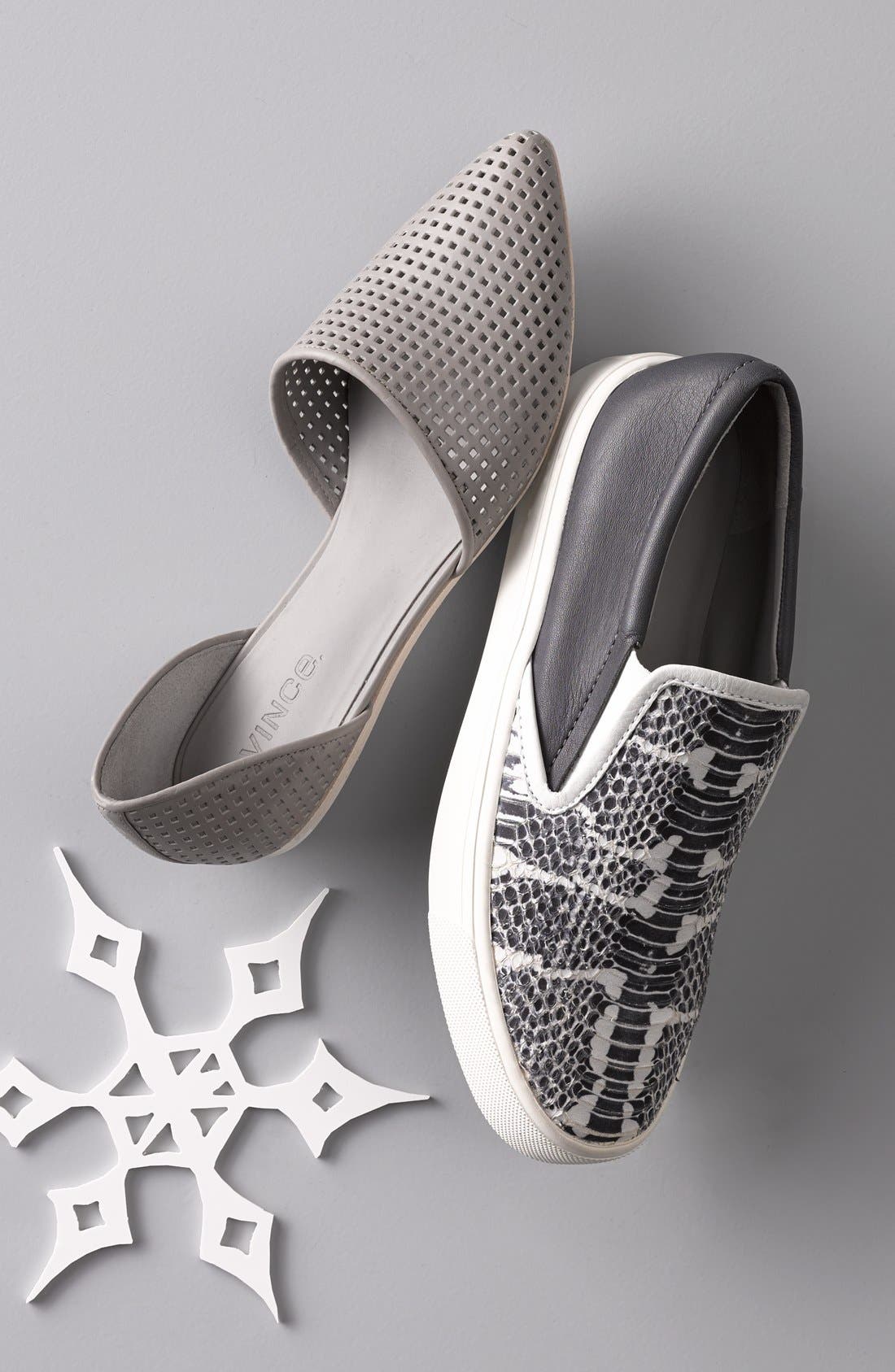 'Nina 2' Perforated Leather D'Orsay Flat, Alternate, color, BLACK