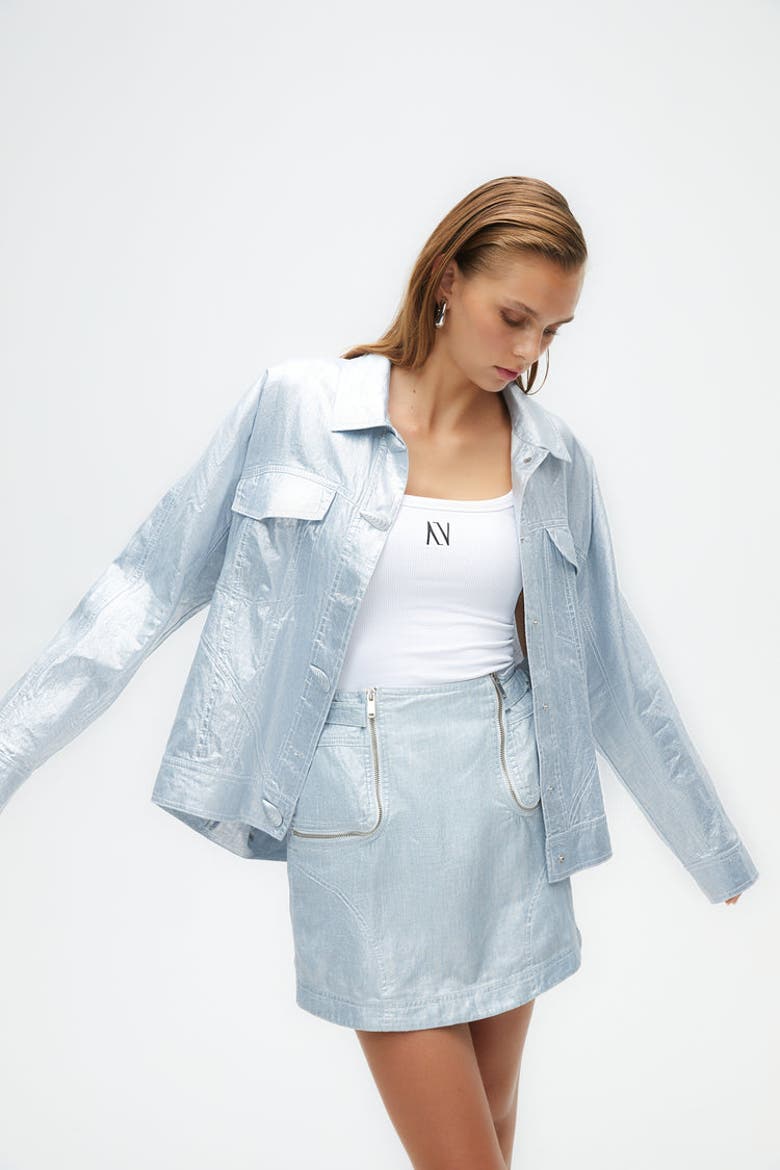 Metallic Shell Detailed Jacket, Alternate, color, Blue
