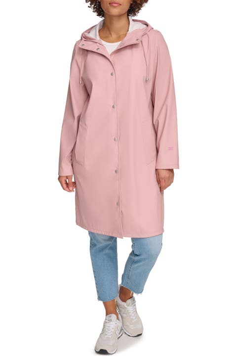 Water Resistant Hooded Long Rain Jacket