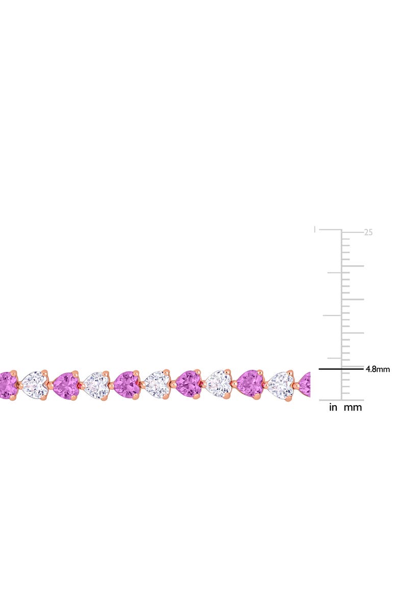 DELMAR Heart Cut Lab Created Pink Sapphire & White Sapphire Tennis Bracelet, Alternate, color, 