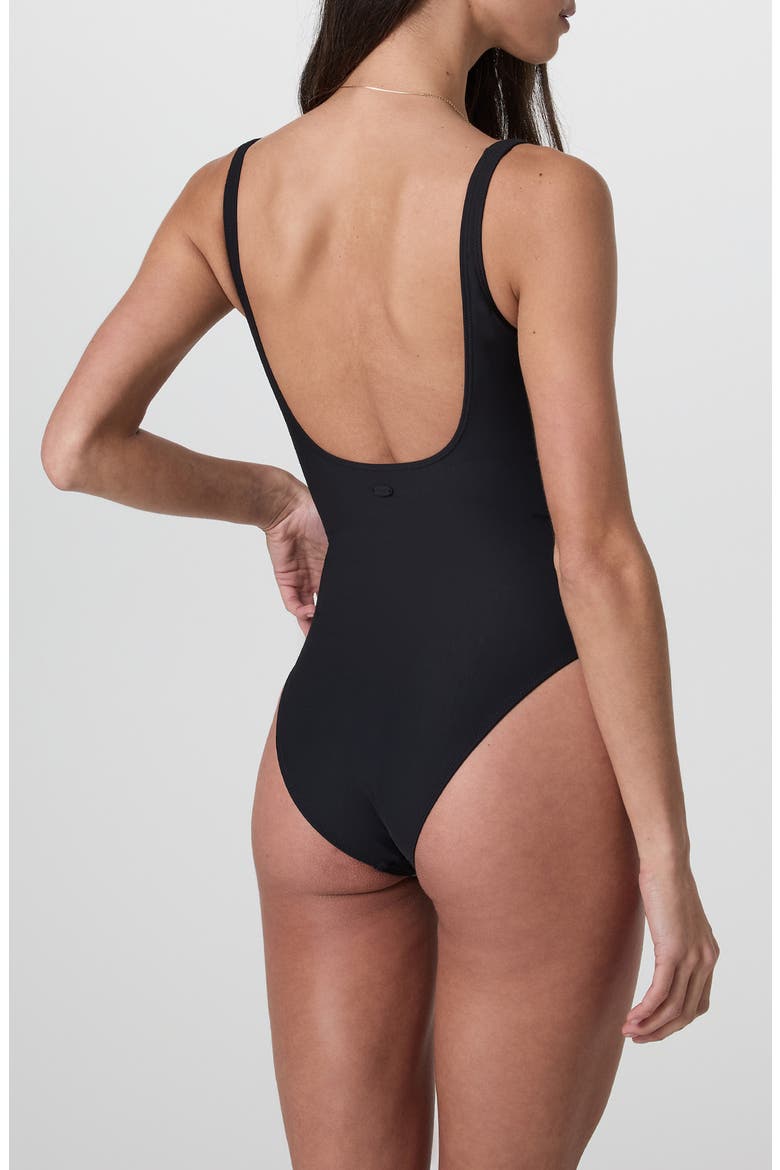Encinitas High Cut One-Piece Swimsuit, Alternate, color, BLACK