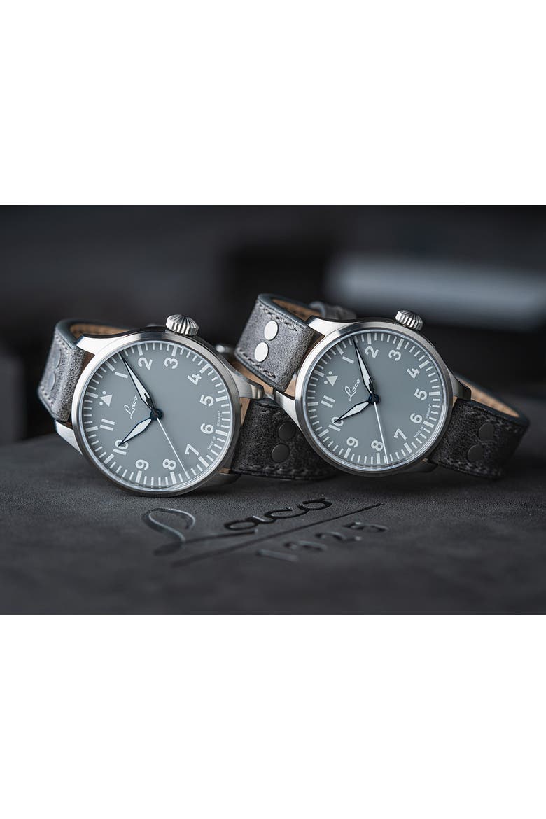 Augsburg - 39mm, Gray Dial, Automatic, Riveted Leather Strap, Alternate, color, Gray