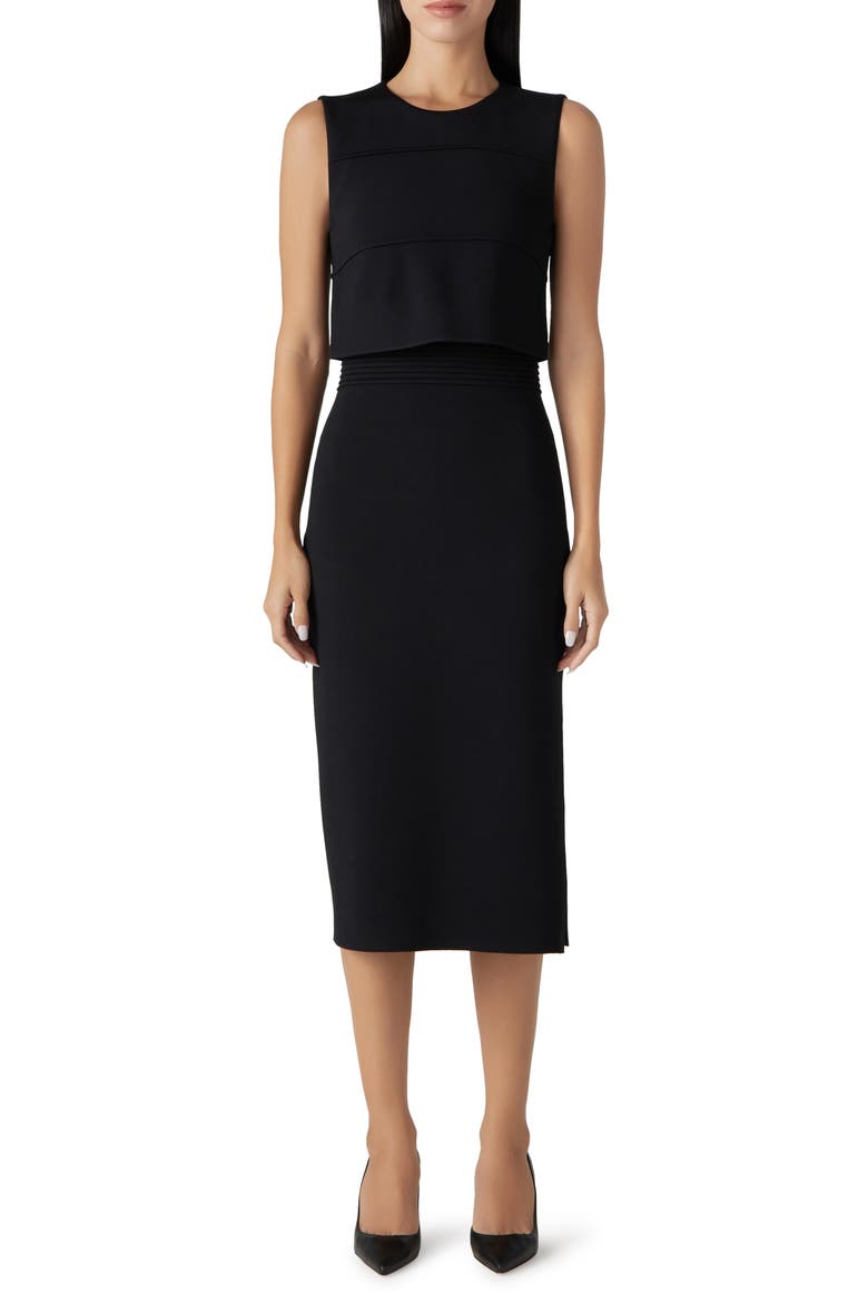 Sleeveless Milano Ottoman Knit Dress, Main, color, BLACK