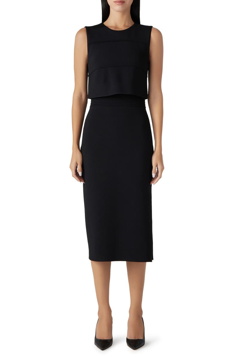 St. John Collection Sleeveless Milano Ottoman Knit Dress, Main, color, 