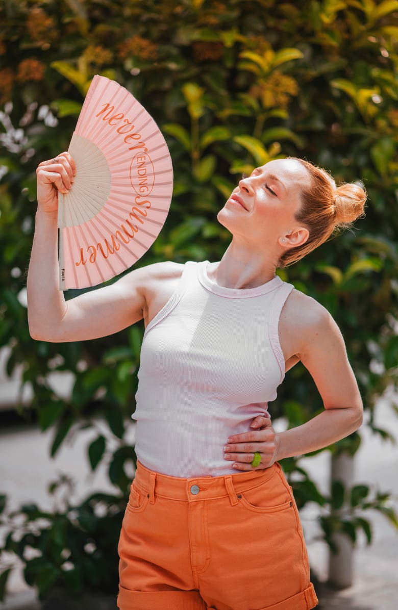 Fisura Never Ending Summer Foldable Hand Fan, Alternate, color, Orange