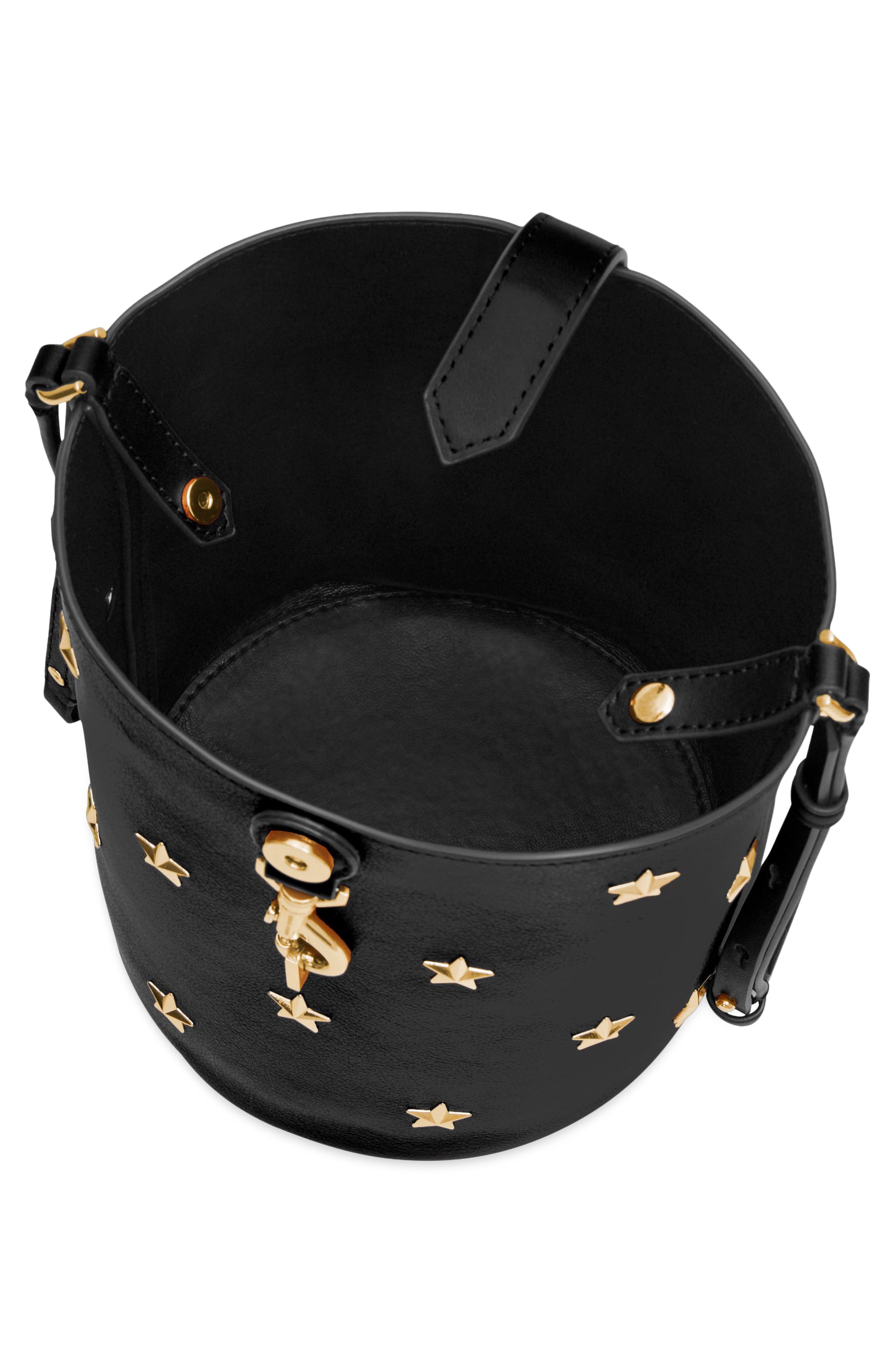Rebecca Minkoff Small Megan Star Leather Bucket Bag, Alternate, color, Black