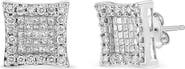 Haus of Brilliance 14K White Gold 1.00 Cttw Diamond Square Stud Earrings