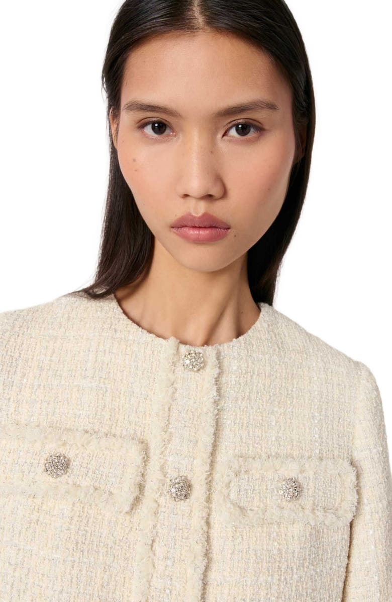 maje Tweed 2-in-1 mini dress, Alternate, color, 