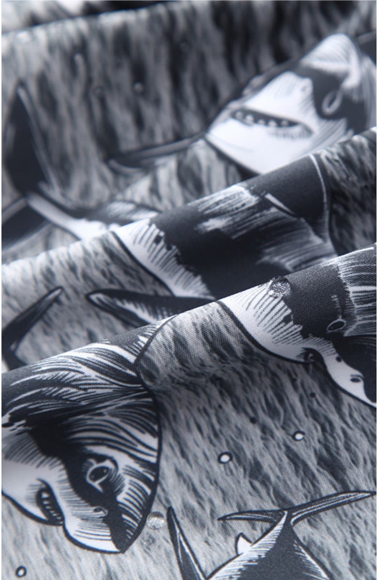 Rokka&Rolla Kids' 4-Way Stretch Swim Trunks with Mesh Lining, Alternate, color, Gray Shark