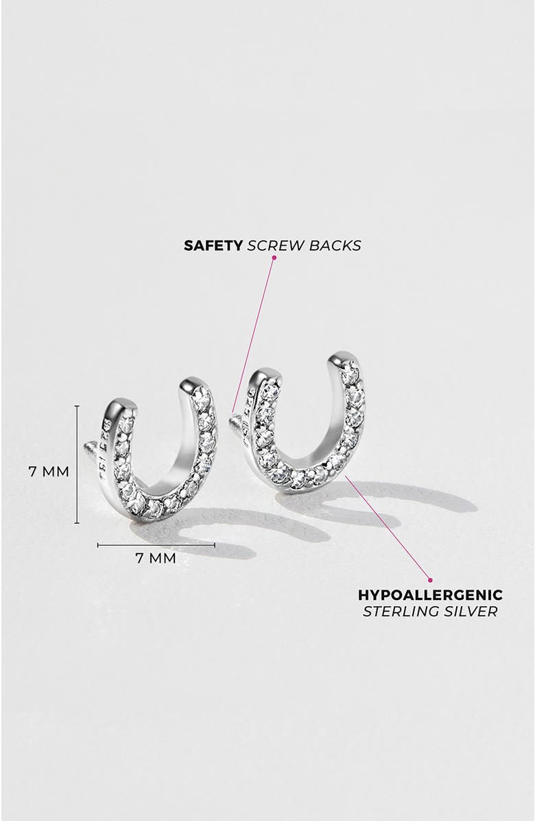 In Season Jewelry Jeweled Horseshoe Earrings, Alternate, color, Silver