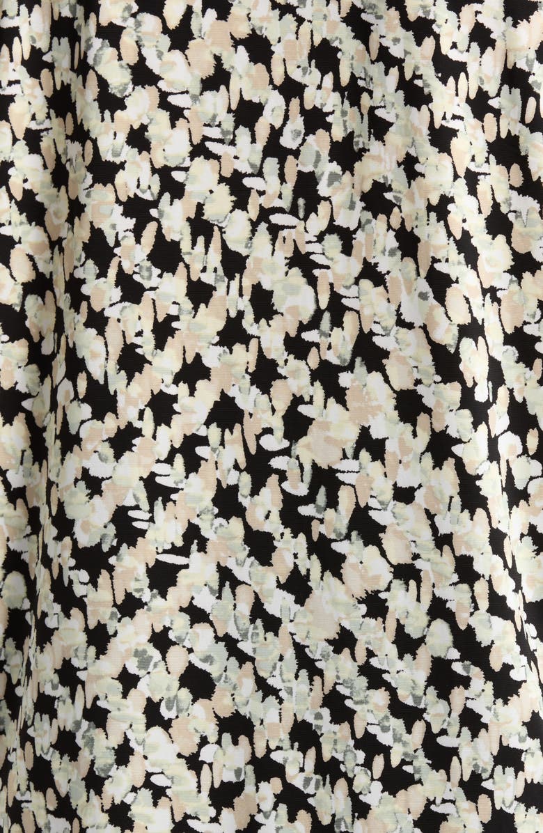 AK ANNE KLEIN Print Pleat Three-Quarter Sleeve Top, Alternate, color, Anne Black/ Beige Multi