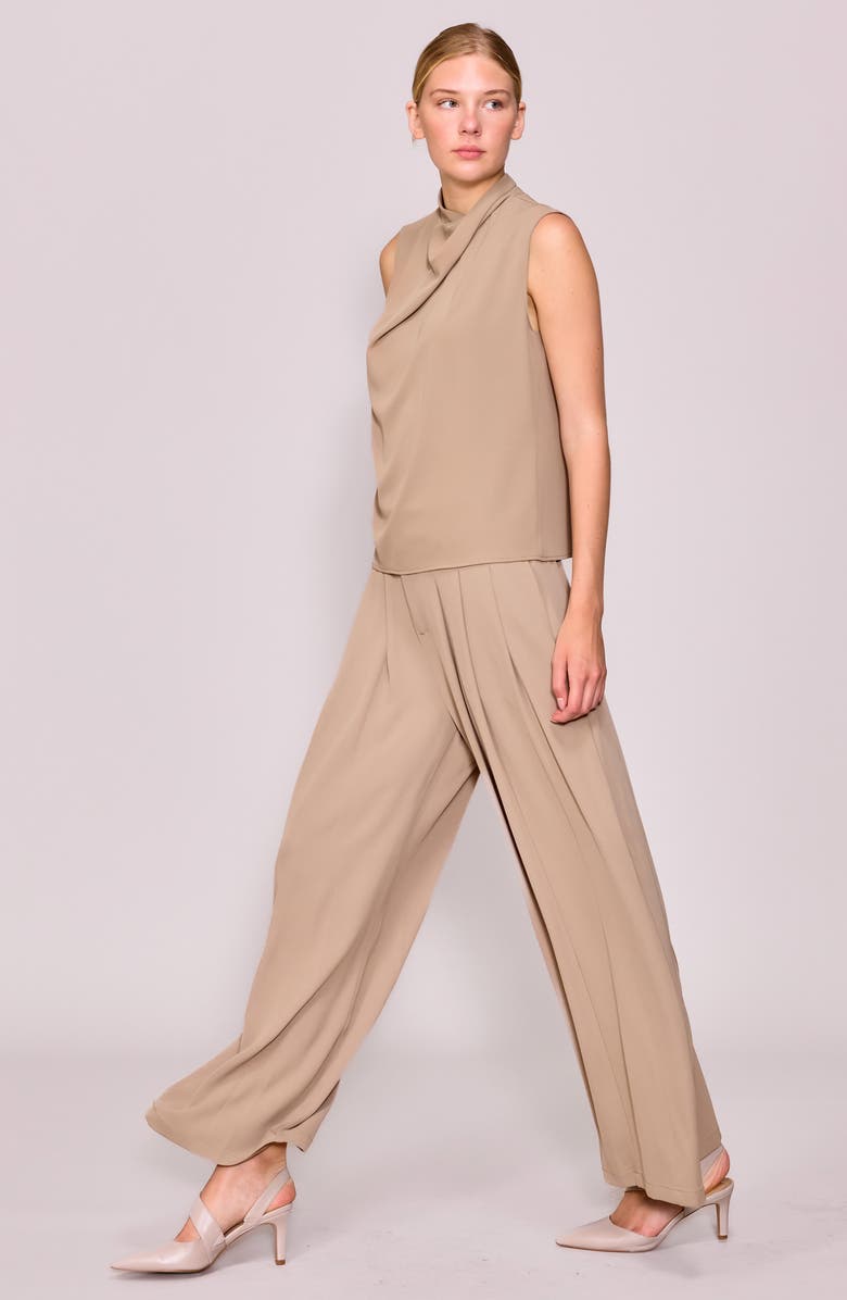 MELLODAY Drape Neck Sleeveless Crepe Top, Alternate, color, Khaki
