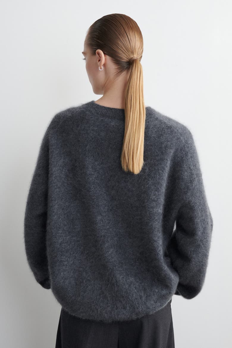 Brushed-cashmere Crew-neck Jumper, Alternate, color, DARK GRAY