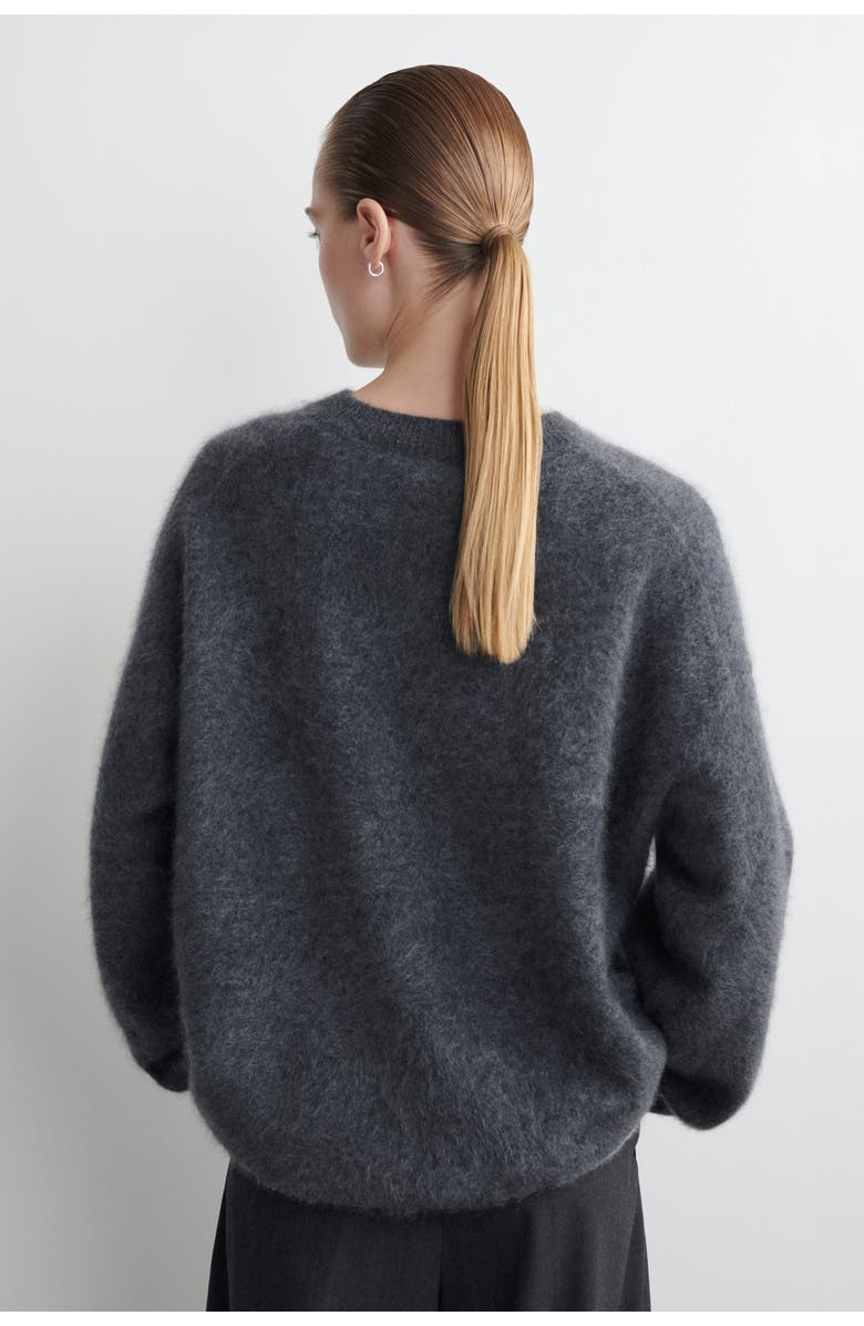 COS Brushed-cashmere Crew-neck Jumper, Alternate, color, Dark Gray