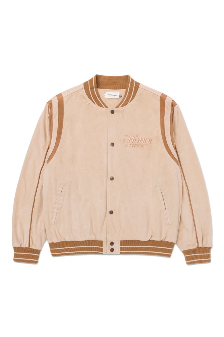 Oil Head Varsity Jacket, Main, color, TAN