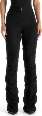 Manière De Voir Caroline Tacked Suede Flared Trousers