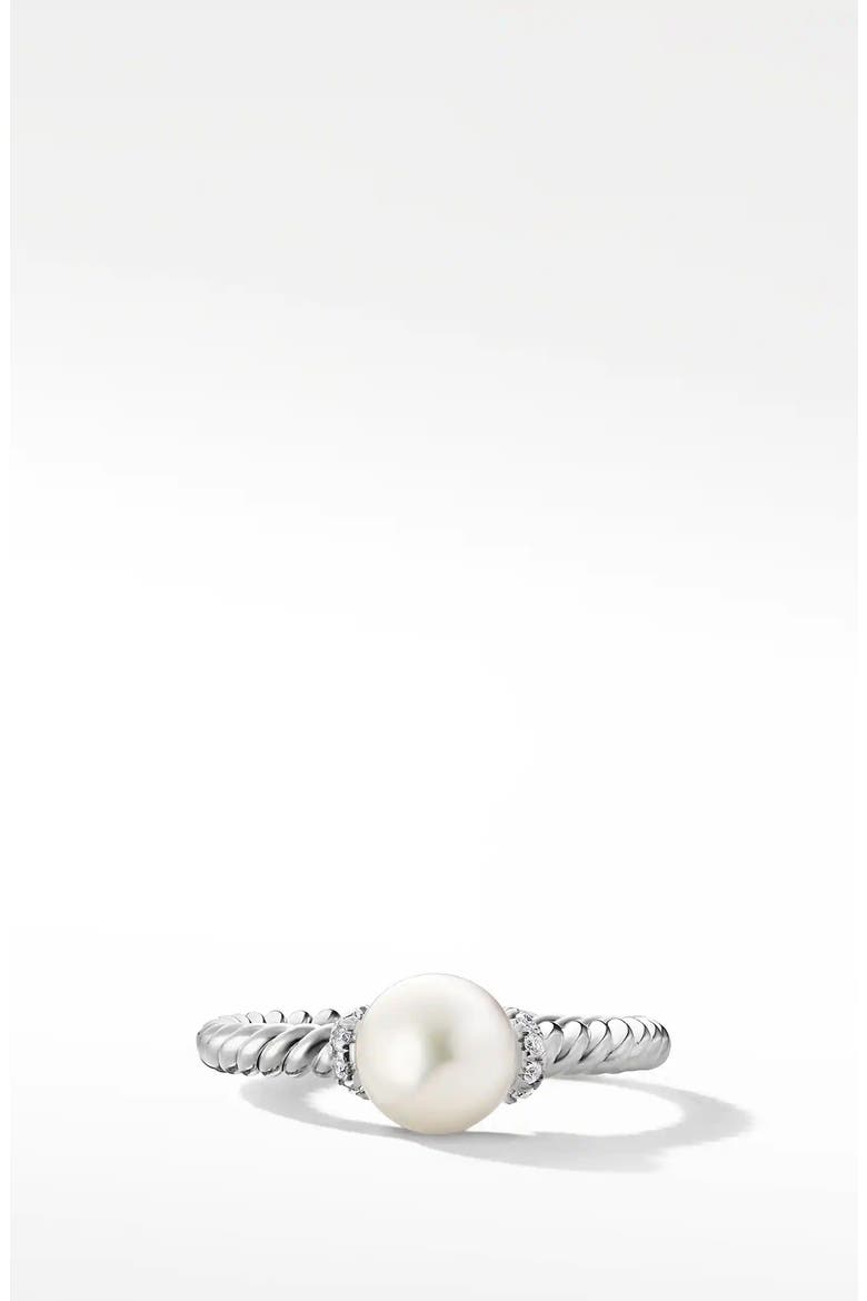 Solari Station Ring with Pearl & Diamonds in 18K Gold, Alternate, color, WHITE GOLD/ DIAMOND/ PEARL
