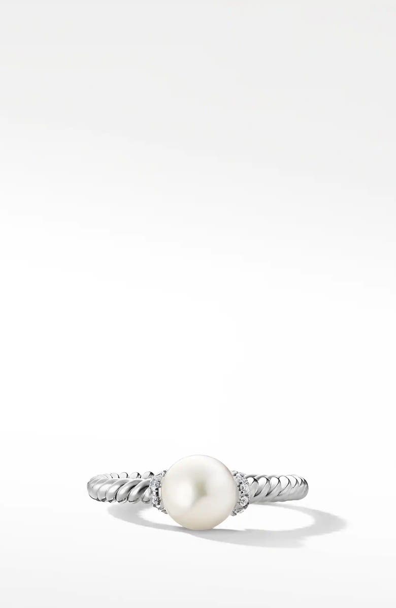 David Yurman Solari Station Ring with Pearl & Diamonds in 18K Gold, Alternate, color, 