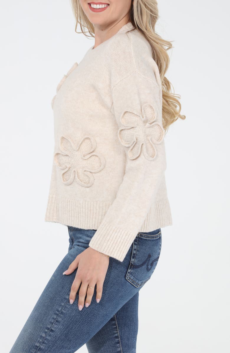 RAIN AND ROSE Floral Soutache Sweater, Alternate, color, Beige