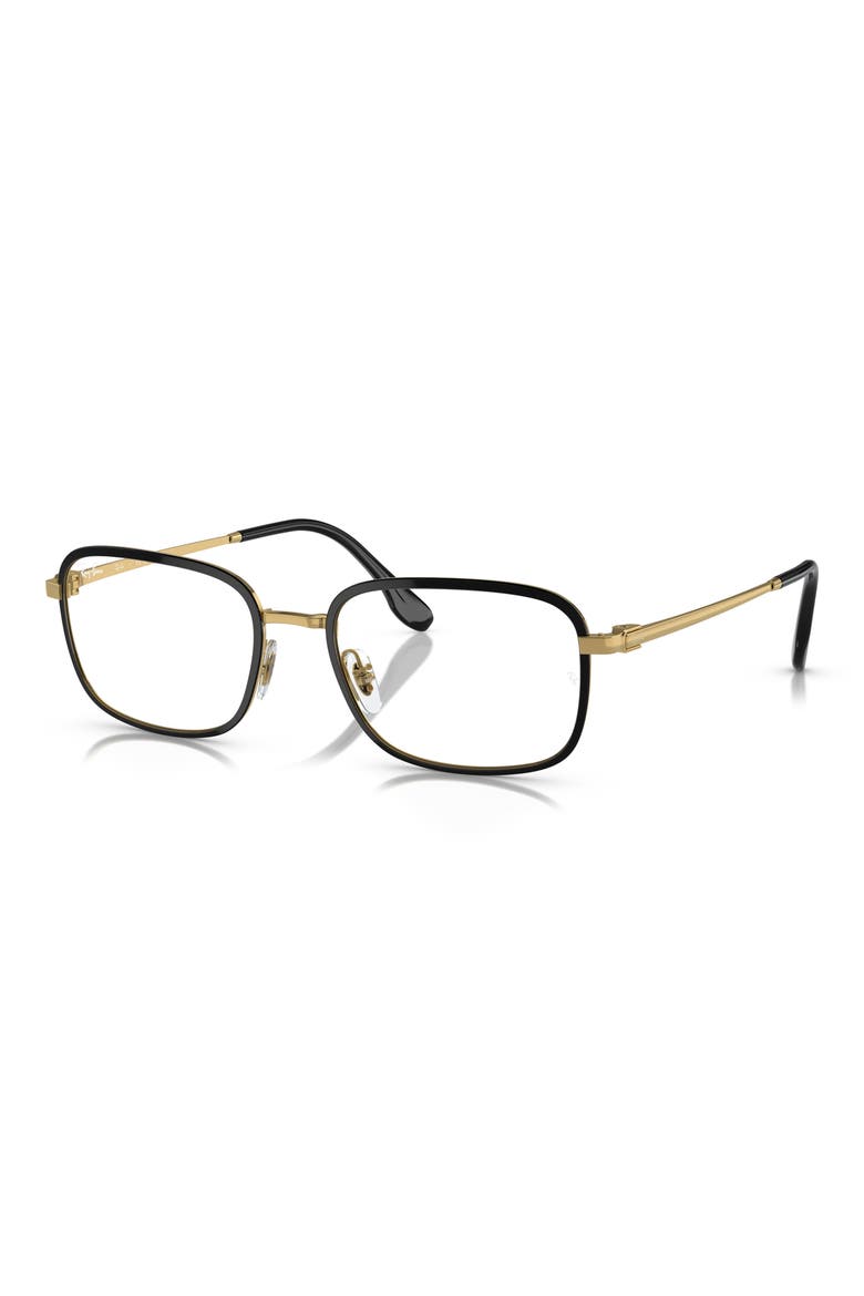54mm Rectangular Pillow Optical Glasses, Alternate, color, BLACK GOLD