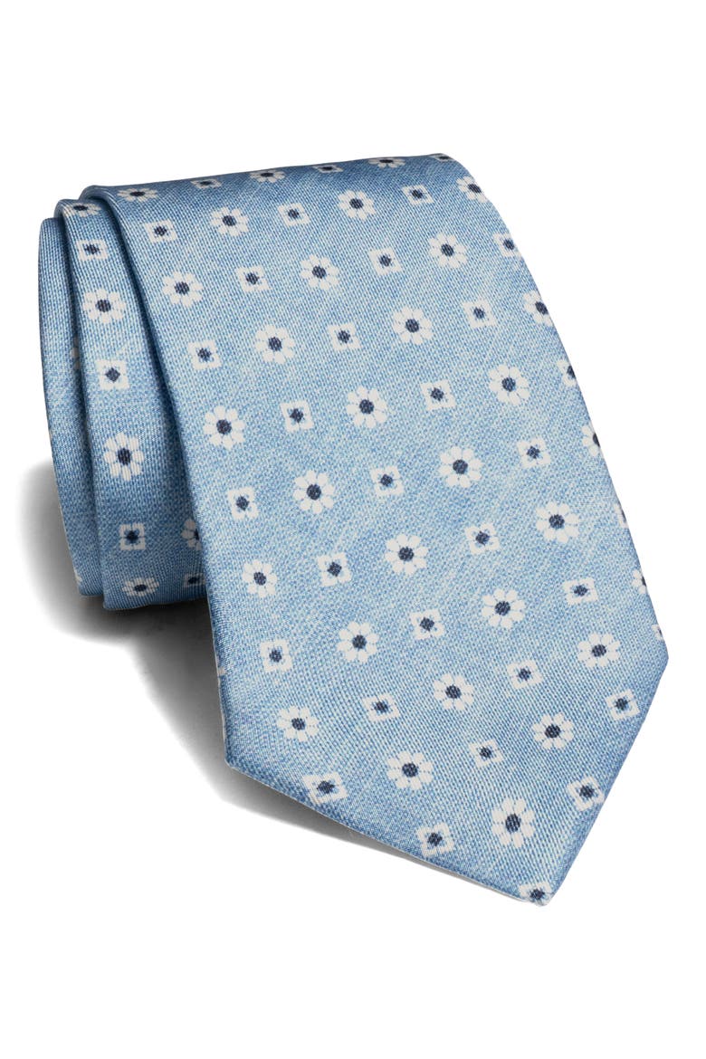 Mulroney Geometric Silk Tie, Main, color, LIGHT BLUE
