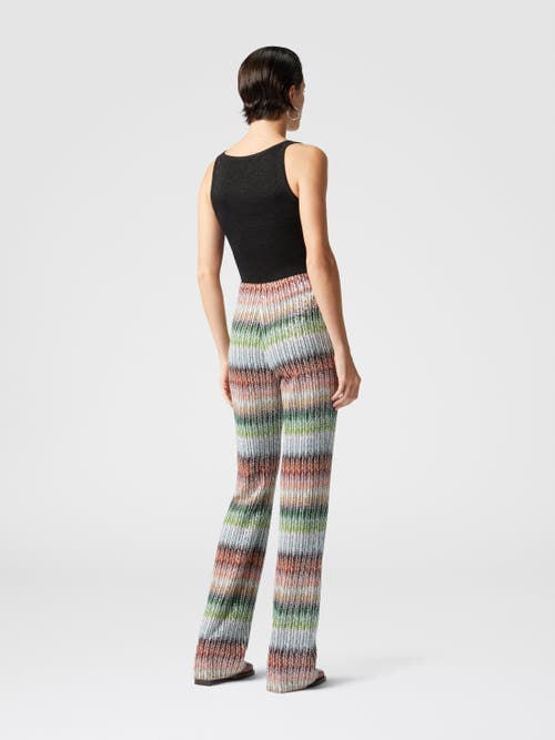 Missoni Flared Trousers In Gradient Zig Zag Knit With Sequins In Multicoloured
