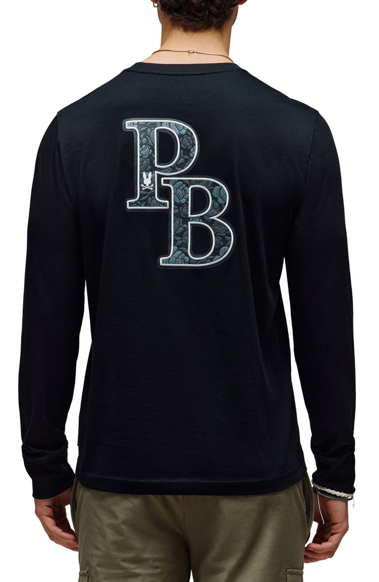 Psycho Bunny Rowen Long Sleeve Floral Bunny Embroidered Pima Cotton T-Shirt, Alternate, color, 