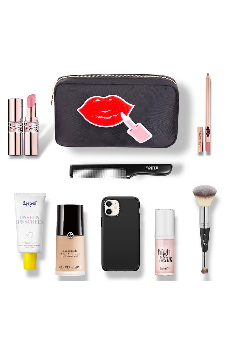 Medium Lipgloss Cosmetics Bag, Alternate, color, BLACK