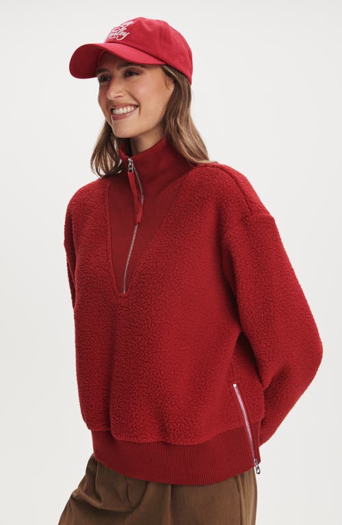 Varley Jaylin High Pile Fleece Half-zip Pullover In Red