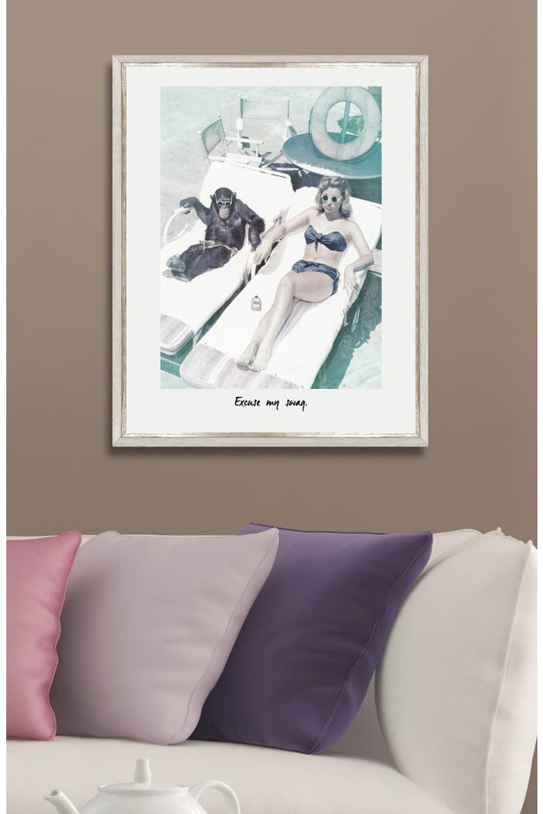 'Excuse My Swag' Framed Canvas Print, Alternate, color, WHITE