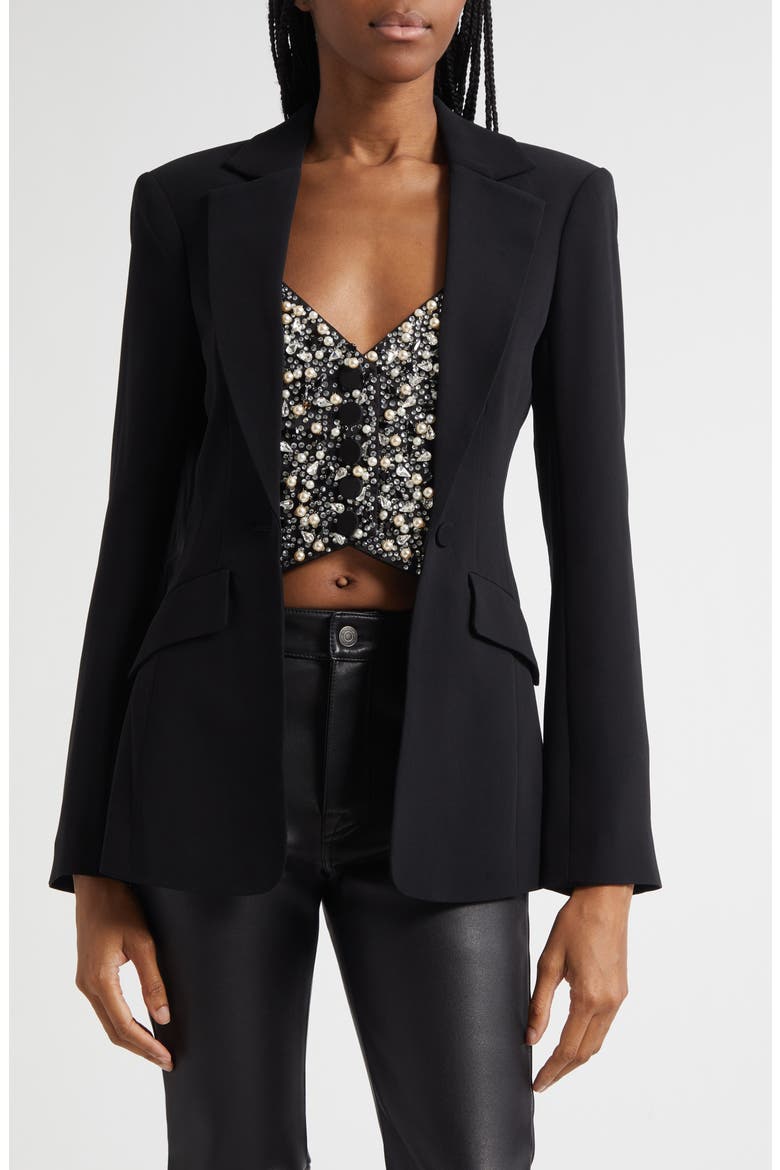 Cynthia Flare Sleeve Blazer, Main, color, BLACK