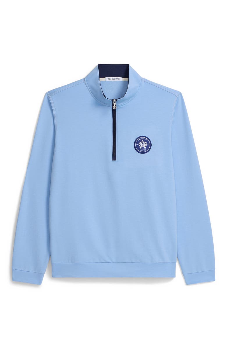 ASHWORTH GOLF French Terry Vintage Patch 1/4 Zip, Main, color, Chambray