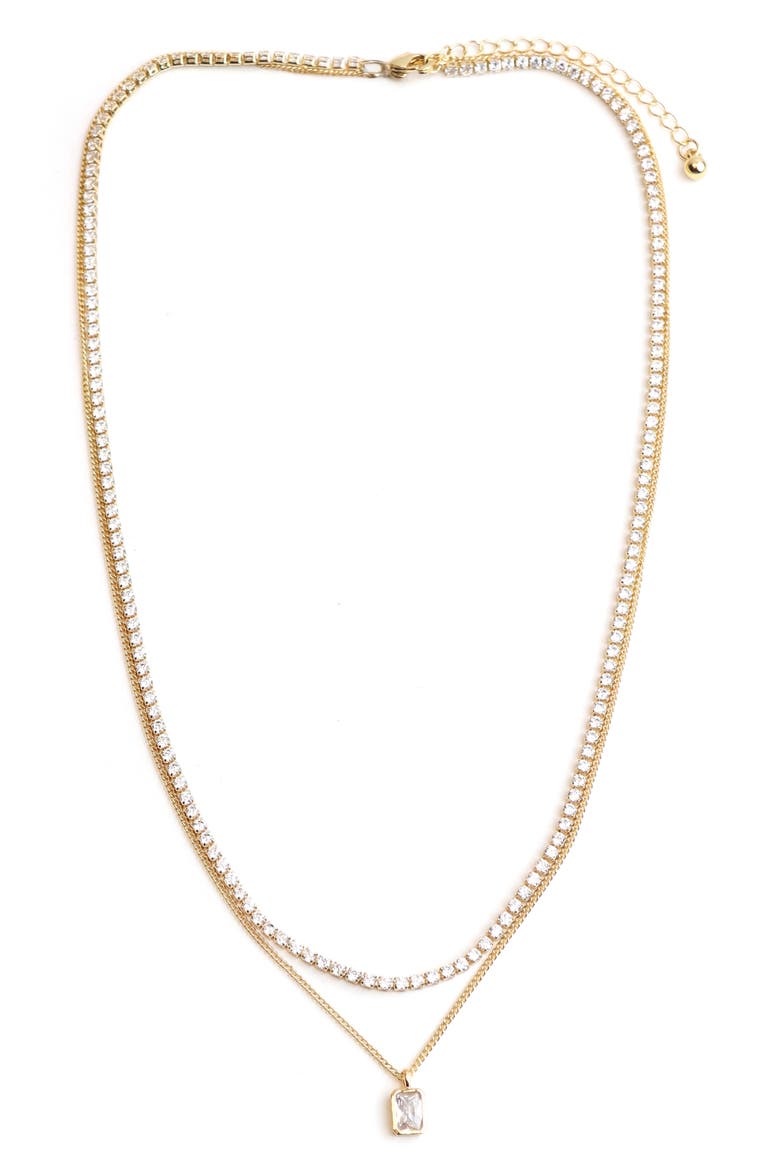 Layered Crystal Pendant Necklace, Main, color, GOLD