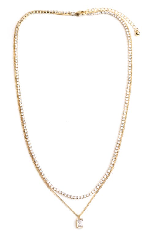 Panacea Layered Crystal Pendant Necklace In Gold