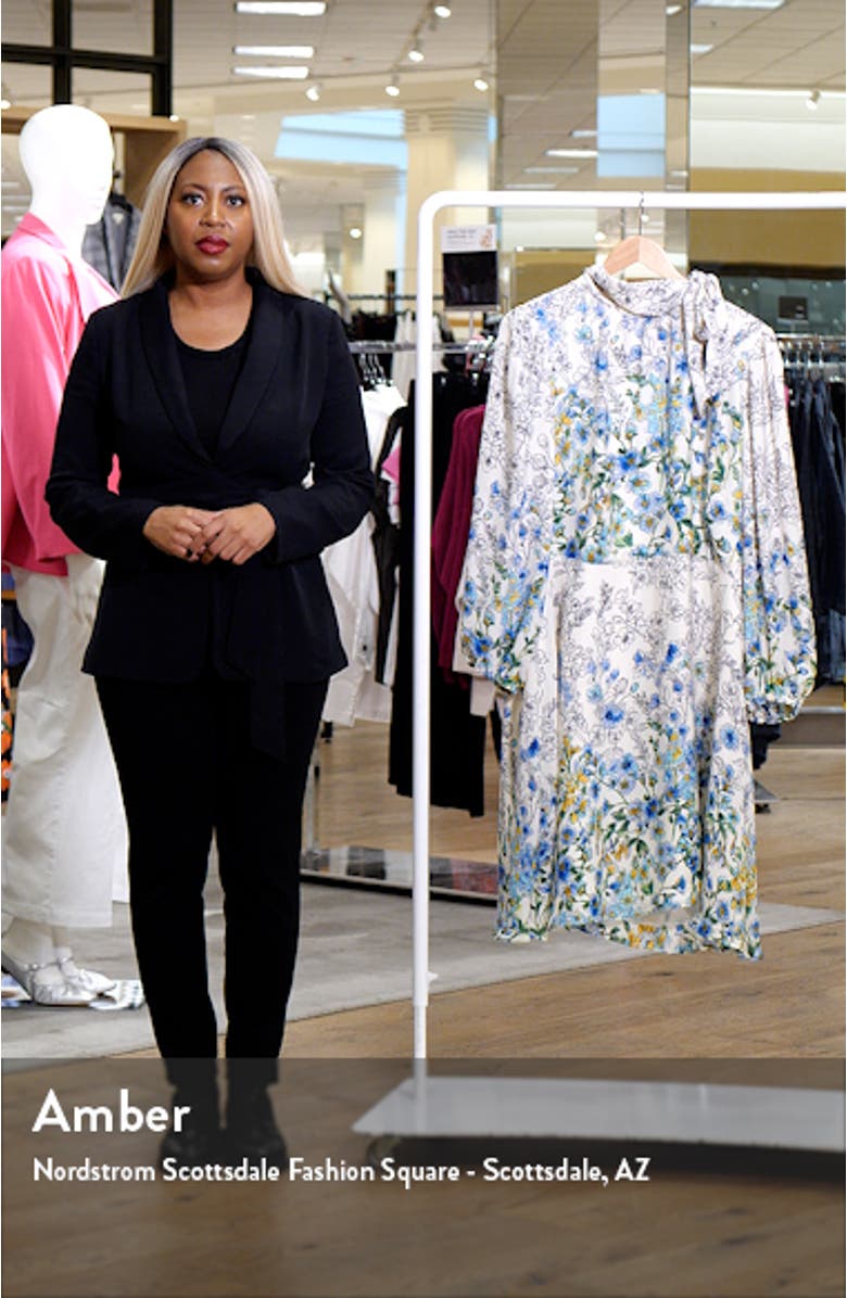 Floral Tie Neck Long Sleeve Dress, sales video thumbnail