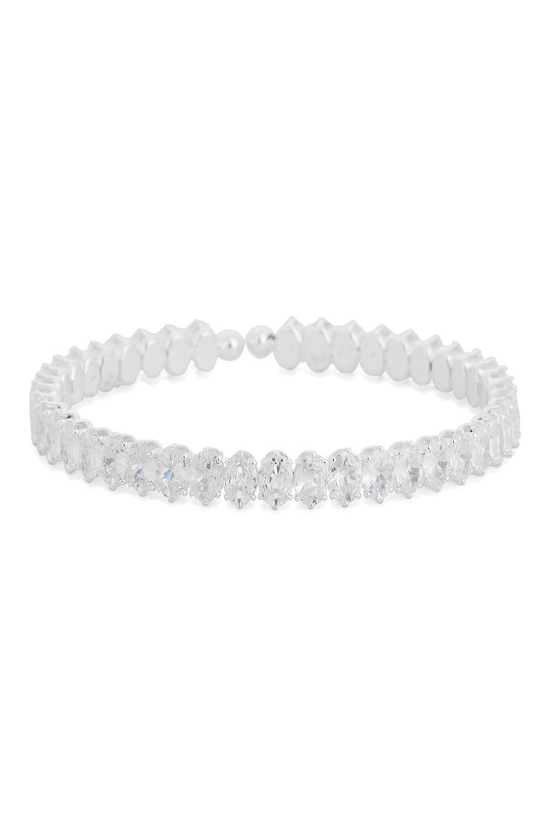 Cubic Zirconia Cuff Bracelet, Main, color, SILVER