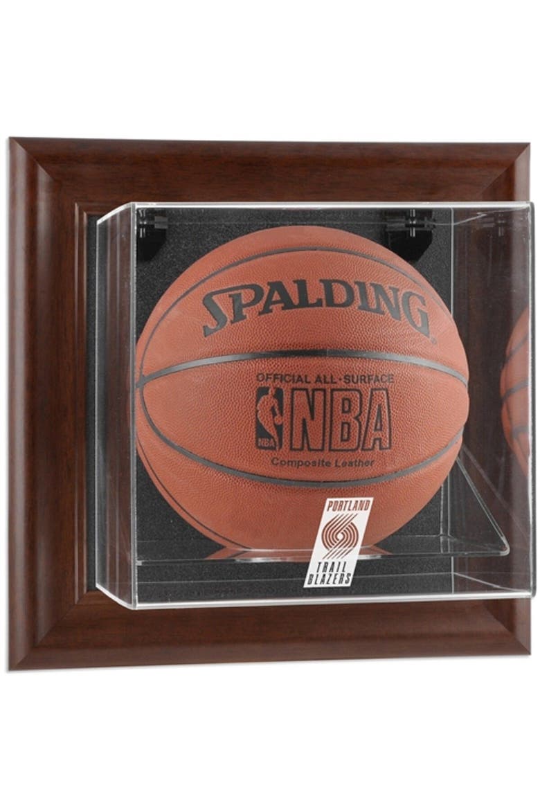 Portland Trail Blazers (2004-2017) Brown Framed Wall-Mounted Team Logo Basketball Display Case, Main, color, Brown