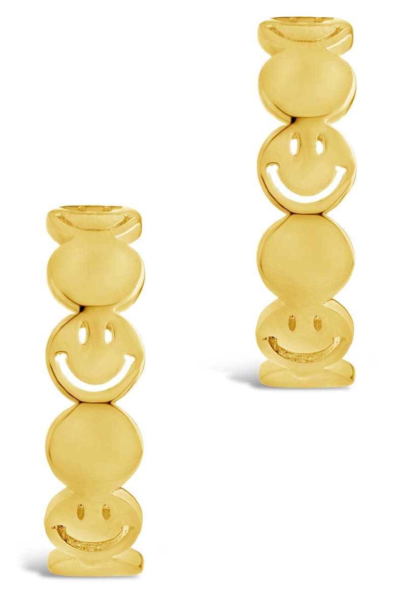 Smile Hoop Earrings, Alternate, color, GOLD