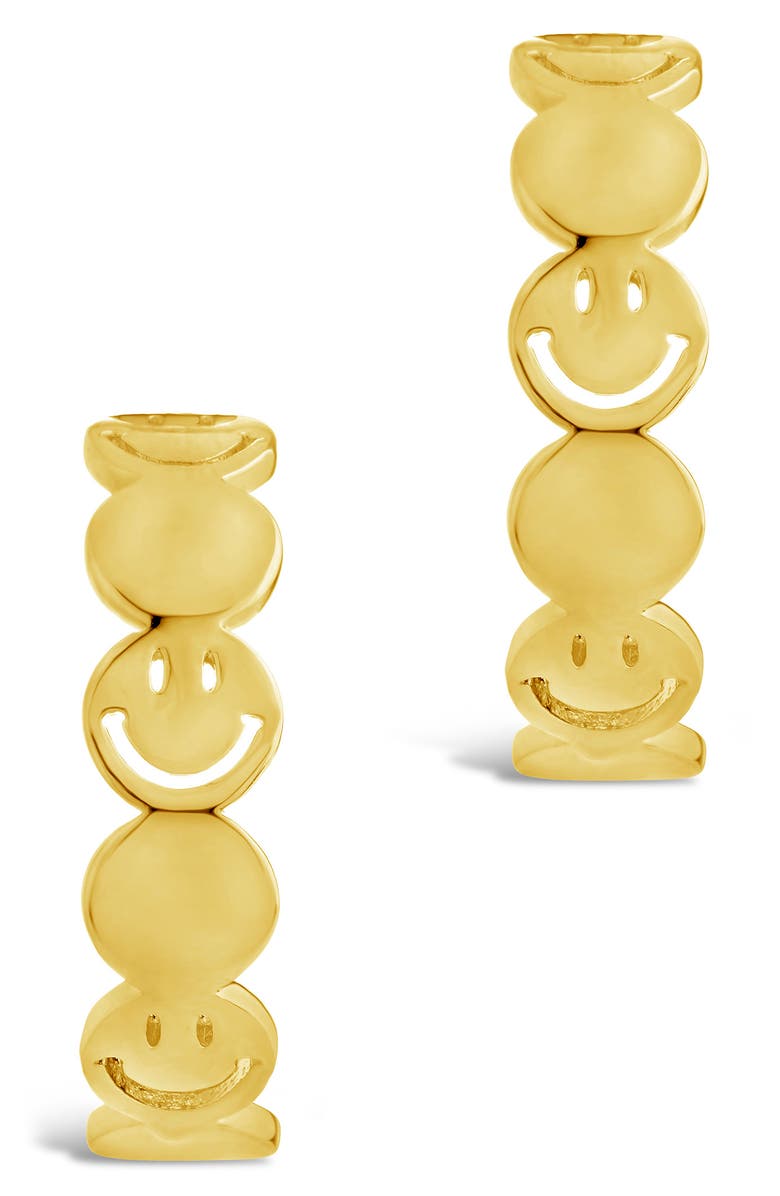 Sterling Forever Smile Hoop Earrings, Alternate, color, Gold
