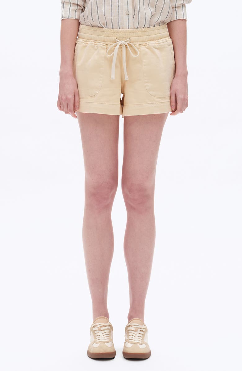 Bayeas High Waist Drawstring Denim Shorts, Main, color, Creme Brulee