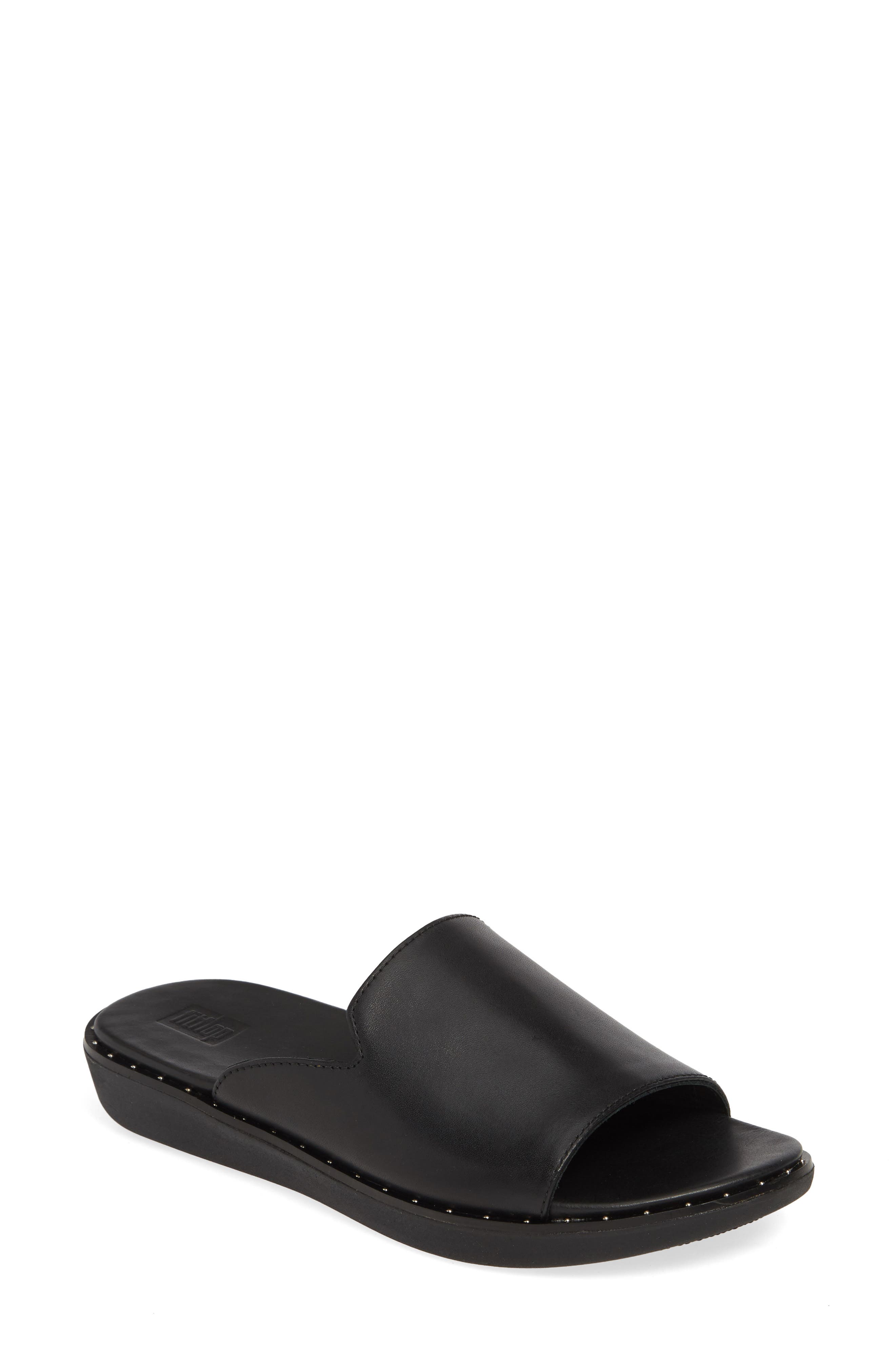 FitFlop Saffi Leather Slide Sandal, Main, color, 
