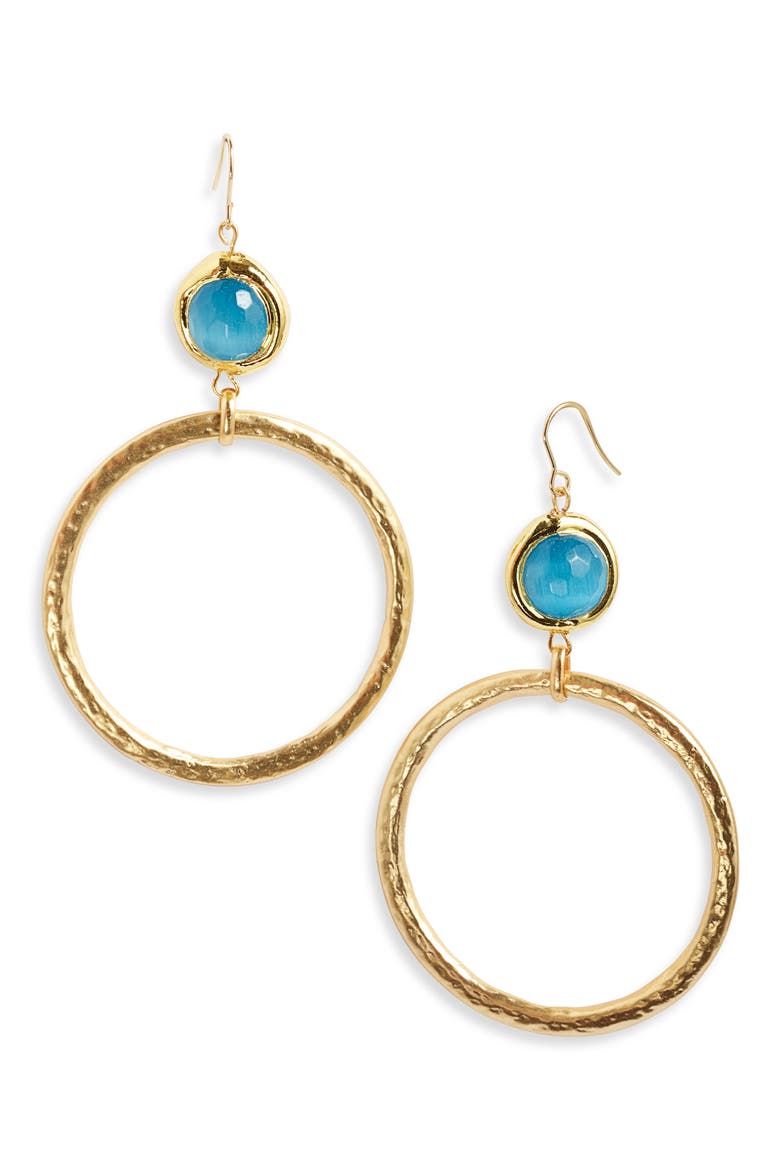 Crystal Drop Hoop Earrings, Main, color, GOLD