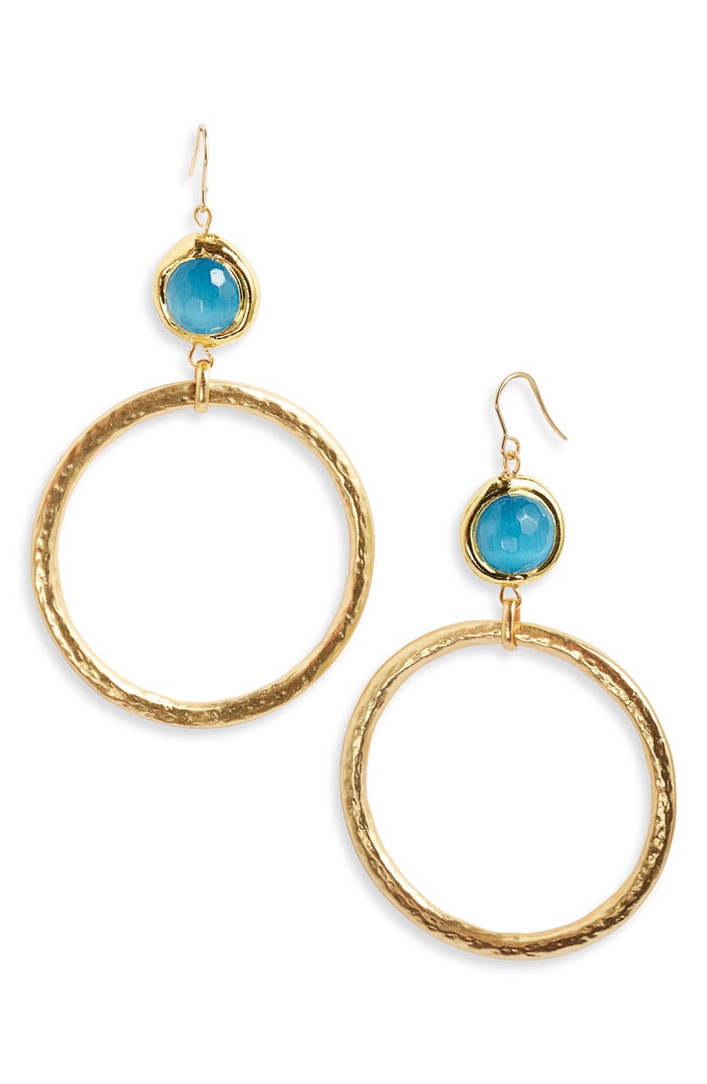 Karine Sultan Crystal Drop Hoop Earrings, Main, color, Gold