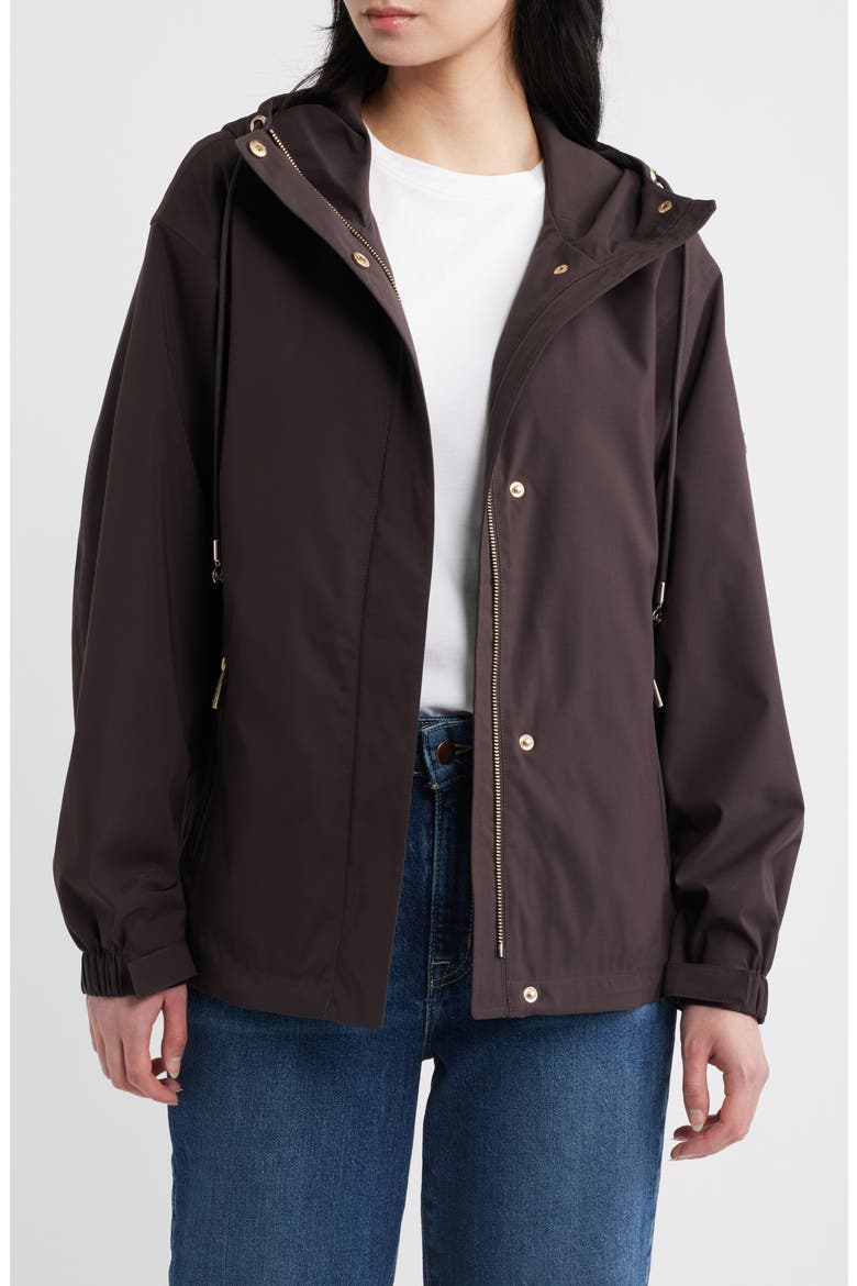 Water Resistant Hooded Jacket, Main, color, CHOCOLATE