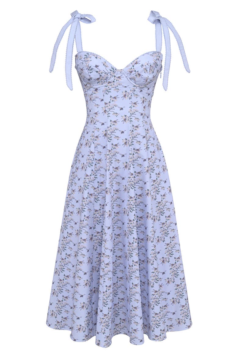 Emely Paneled Dress with Tie Straps, Alternate, color, BEE FLORAL BLUE