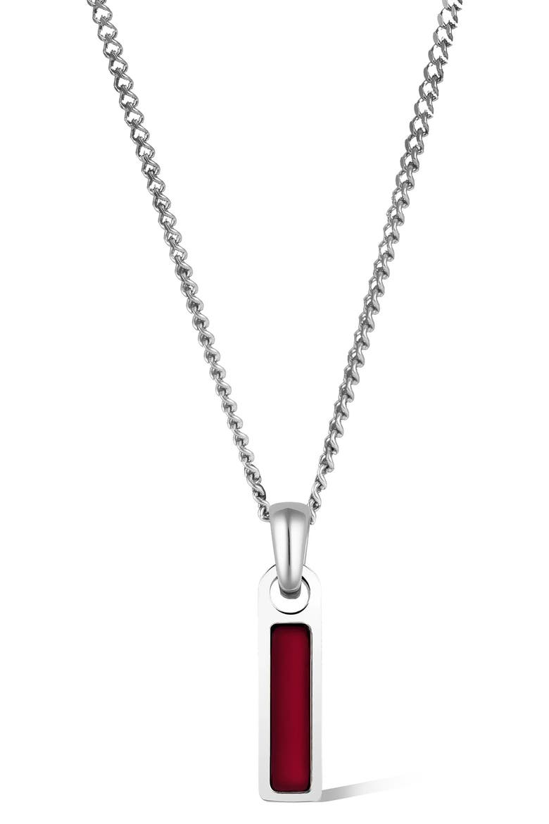 Men's Birthstone Tag Pendant Necklace, Main, color, SILVER/JANUARY/Garnet