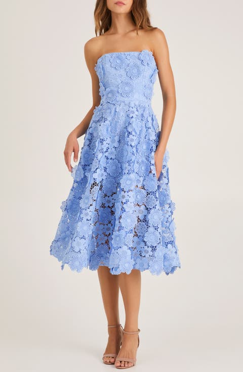 Florence 3D Floral Embroidered Fit & Flare Cocktail Dress