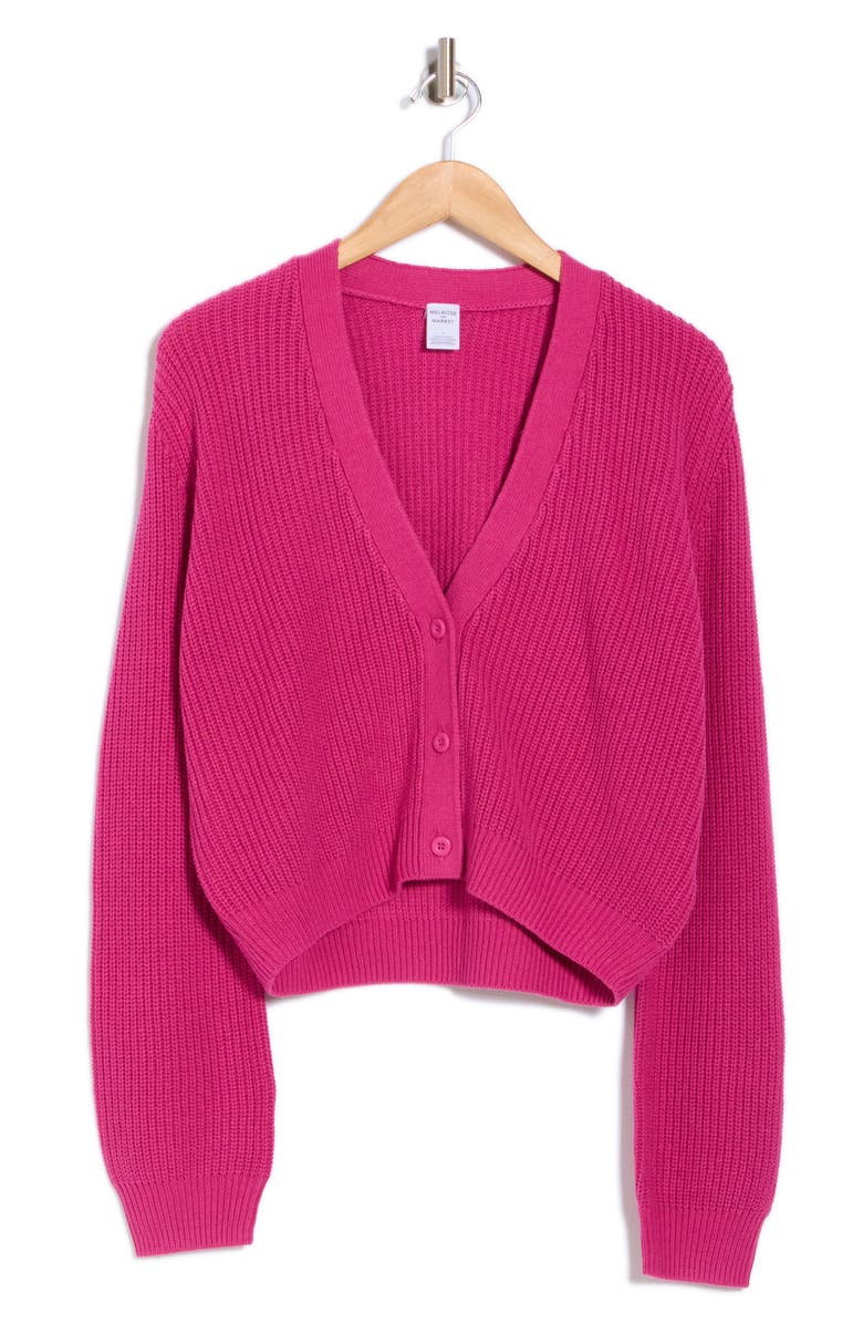 Melrose and Market Button-Up Cropped Knit Cardigan, Alternate, color, Pink Haze