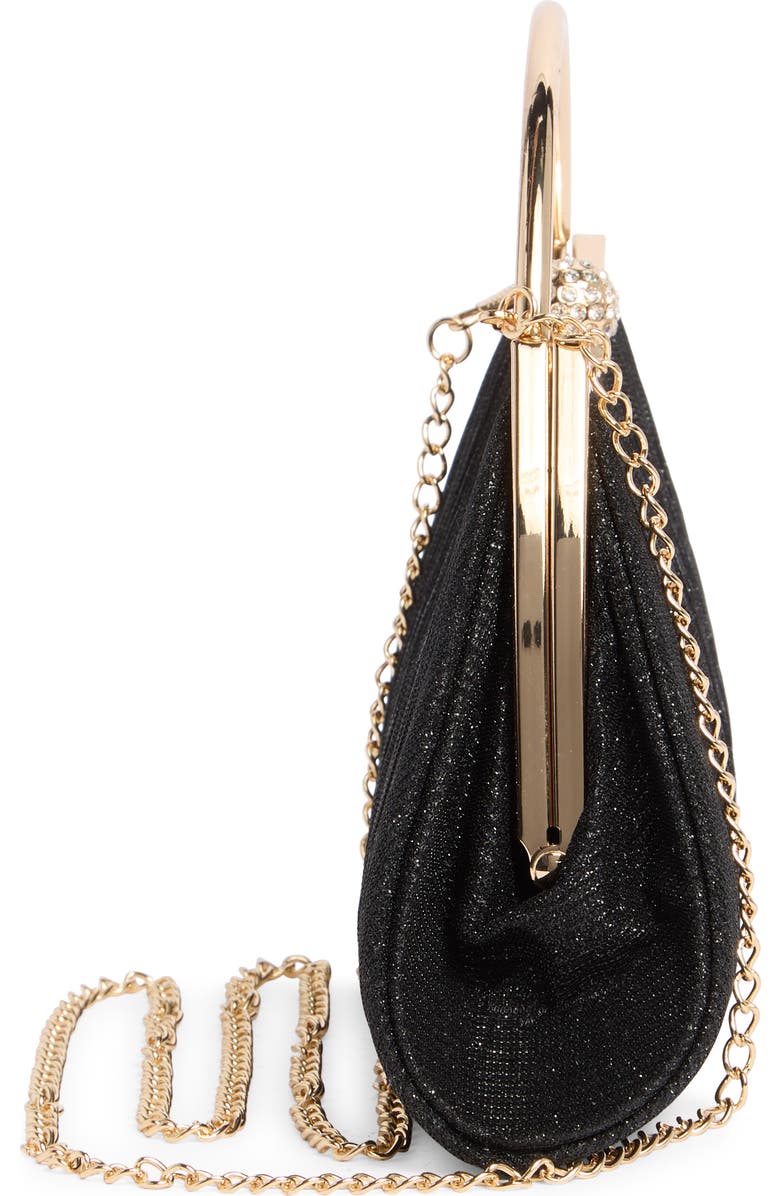 ALESSIA BIANCHI Glitter Curve Frame Clutch, Alternate, color, Black