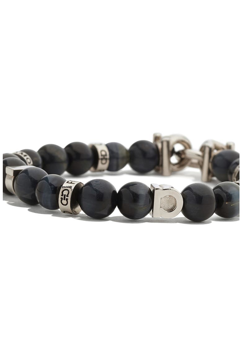 Men's Beaded Stone Stretch Bracelet, Alternate, color, FALCONS EYE